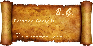 Bretter Gergely névjegykártya